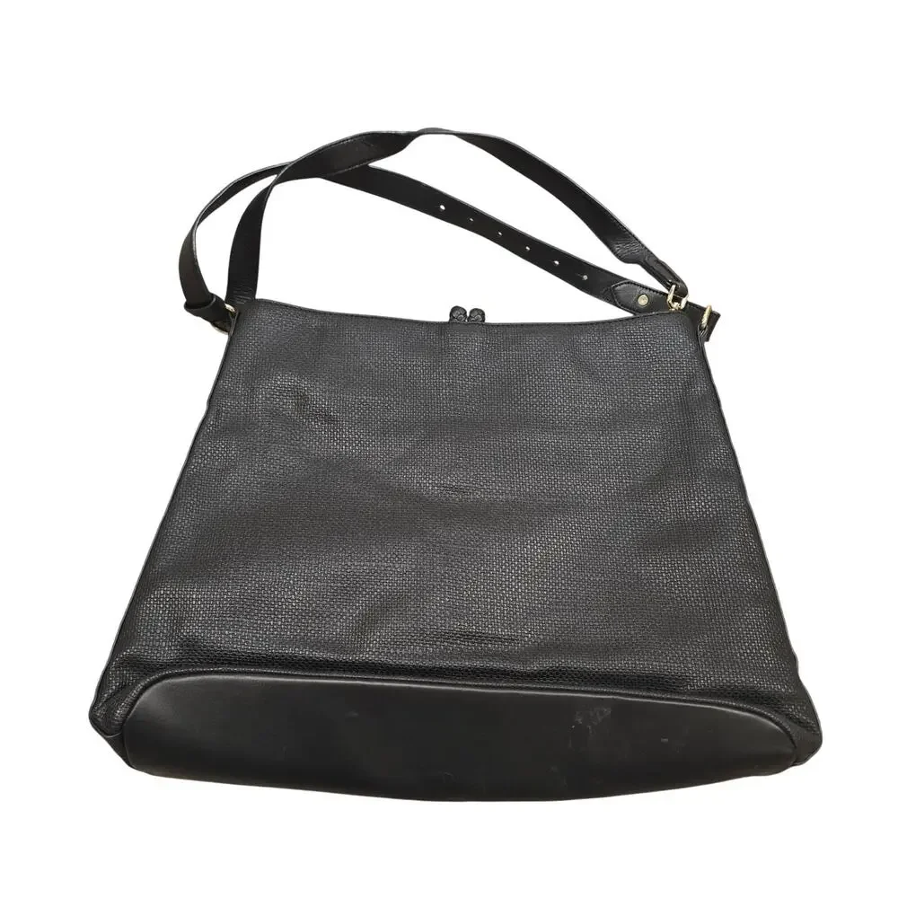 Stella & Dot Black Large Textured Hobo Bag with Tassel